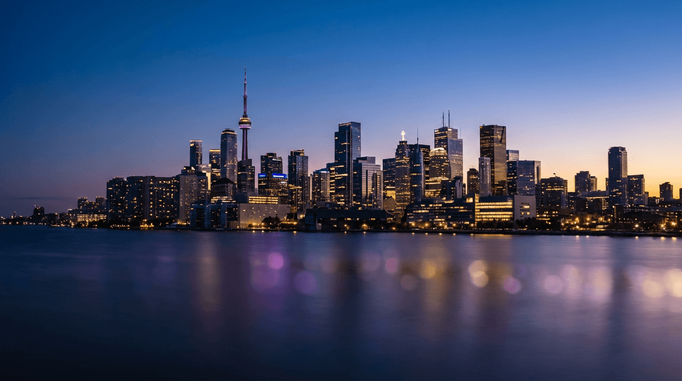 Toronto skyline at dusk